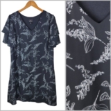 Worthington Shirt Dress Floral Party Size Large Layered Black Flowy Knee Length