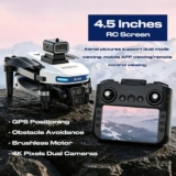 4K Cameras GPS Drone, 4.5” RC Screen, Brushless Motor, Auto Return, 2 Batteries