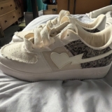 White Paisley Low Top Lace-Up Trainers Sneakers Unisex UK 8.5 EU 43