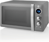 Swan Retro LED Digital Microwave Grey, 20L, 800W, 6 Power Levels Including Defro