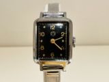 VINTAGE RARE WW2 ERA BLACK DIAL CHROMED SWISS LADIES MECHANICAL WATCH “DOLLAR”