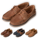 Mens Leather Deck Shoes Rydale Boat Shoe Slip On Moccasin Smart Casual 4 Colours