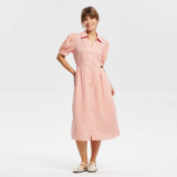 Women Puff Short Sleeve Eyelet Midi Shirtdress – Universal Thread