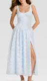 NEW Wild Fable Jacquard Tulle Trim Maxi A-Line Dress Blue Size Small