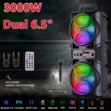 3000W Portable Bluetooth Party Speaker Sub Woofer Heavy Bass Sound System & MIC