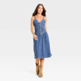 Women Sleeveless Corset Denim Midi Dress – Universal Thread