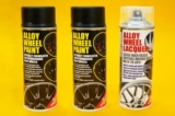 2x Alloy Wheel Paint MOTORSPORT BLACK + 1x Clear Lacquer Spray Refurbishment Kit