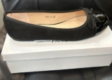 C’M Paris Ladies Size 7 Black Faux Suede/patent Toe/bow detail Ballet Shoe