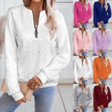 Ladies Zip V-Neck Hoodie Casual Loose Tops Sweatshirts Pullover Blouse Size 6-18