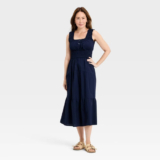 Women Sleeveless Button-Front Smocked Maxi Empire Waist Dress – Universal