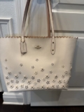 Coach Leather Floral Appliqué Tote Bag