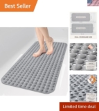 Non-Slip Bath Tub Mat (40 X 16)Inch Extra Long Antibacterial Bathroom Shower Mat