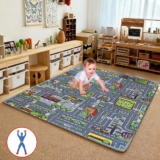 Interactive Kids Children’s Rugs Town Road Map City Rug Play Village Mat 80×120