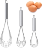 Patelai 3 Pieces Stainless Steel Kitchen Flat Whisk Set Stainless Steel Flat …
