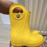 Crocs Yellow Unisex Kids Wellies Rain Boots Pull On Round Toe Logo UK 8.5