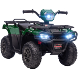 HOMCOM 12V Electric Quad Bike for Kids w/ LED Headlights, Music – Green