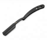 Black Folding Straight Razor for Men’s Face, Stainless Steel Blade, Square Point