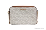Michael Kors Jet Set Large East West Vanilla Signature Leather Crossbody Handbag