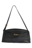Furla Womens Leather Push Lock Embellished Shoulder Handbag Black