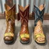 MEN’S STEEL TOE WORK BOOTS OSTRICH PRINT  SAFETY DUAL SOLE SQUARE TOE BOTAS 830