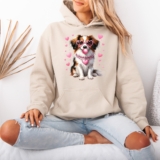 Dog Love Womens Hoodie Sweatshirt Heart Design Puppy Graphic Pullover Hoodies