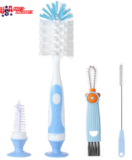 5-In-1 Baby Bottle Cleaner Set, Including Nylon & Silicone Bottle Brush, Cap, St