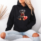 Puppy Dog Heart Animal Womens Hoodie Sweatshirt Valentines Pullover Hoodies