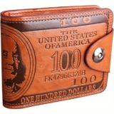 Wallet Men’s Leather One Hundred Dollar Bill Bifold Folding Billfold Wallet New