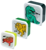 Kids Dinosaur Lunch Box Set of 3 Stackable BPA Free Snack Storage Boxes