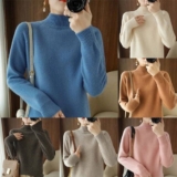 Turtleneck Cashmere Knitted Sweater Women Jumpers Long Sleeve Thick Pullover Top