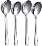 4-Piece Stainless Steel Serving Utensil Set – 2 Serving Spoons and 2 Slotted Spo