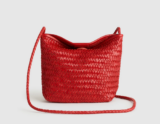 Madewell Signature Woven Crossbody Bag Scarlet Red Leather Handbag