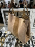 Michael Kors Christina Women Large Suede Handbag Purse Shoulder Tote Bag Camel