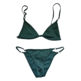 Forest Green Ribbed Bikini Set Women’s Size Small Adjustable Two Piece Swimwear