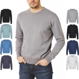 Men’s 100% Pure Wool Jumper Soft Knit Crew Neck Sweater Pullover Long Sleeves Me