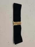Black Elastic Waist Belt with Gold Buckle
