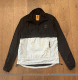 Timberland Black/Grey Lightweight Nylon Half Zip Windbreaker Jacket Logo Mens S