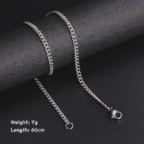 60cm Stainless Steel Box Chain Necklace Men Punk Jewelry Black Gold UK