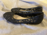 Women’s Black Lace Floral Ballet Flats Slip-On Round Toe Casual Size 9