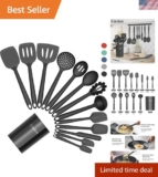 Silicone Kitchen Cooking Utensils Set with Holder – Heat-Resistant, Food-Grad…