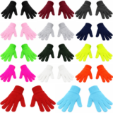 1 PAIR KIDS Stretch Gloves Winter Warm Girls Boys Black Soft Magic Knit Child