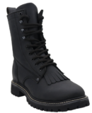 Men Genuine Leather Lacer 8 Rubber Sole Round Toe Black Work Boots Handcrafted