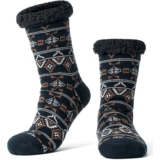 Men’s Warm Slipper Socks with Grips, Winter Thermal Cabin Fuzzy Socks