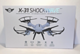SKY RIDER X-31 Shockwave Quadcopter Drone w/ Wi-Fi Camera, Remote, Phone Holder