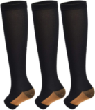 3Pairs Open Toe Toeless Compression Socks(15-20Mmhg) for Men and Women Support S