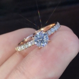 Classic Women White Gold Plated Sparkling CZ Band Ring Wedding Engagement