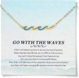 Beach Jewelry for Women, Wave Necklace for Women, Dainty 14K Gold Plated Necklac