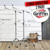 GRIFFIN Cymbal Boom Stand – 2 PACK Drum Hardware Arm Mount Adapter Percussion