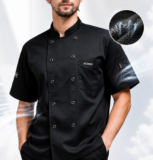 Lightweight Chef Coat Mesh Short Sleeve Kitchen Uniform Breathable Workwear