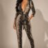 Hot Topic Black Denim Studded Chain Straight Leg Pants Pockets Mid Rise